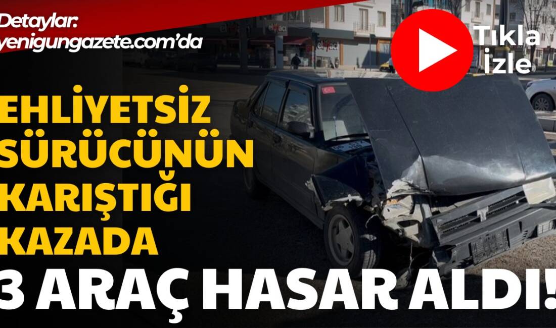 Turgut Özal Bulvarı’nda iki araç çarpıştı, savrulan otomobil park halindeki