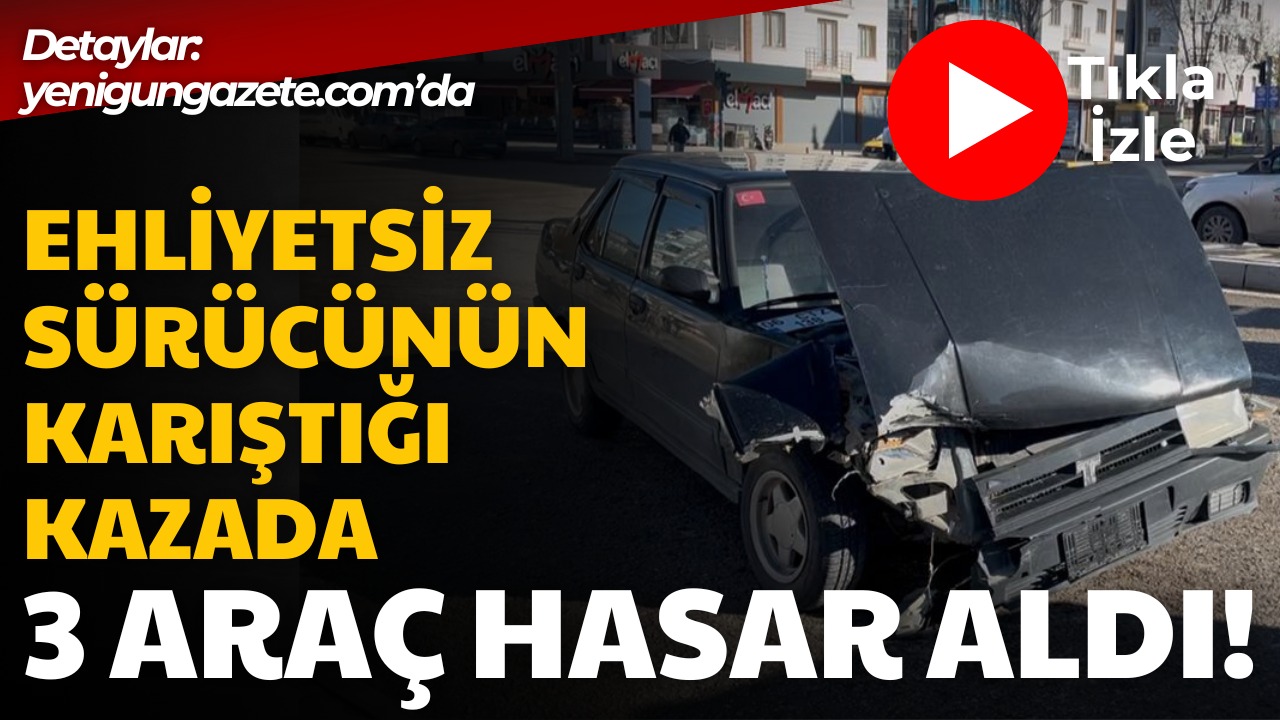 Turgut Özal Bulvarı’nda iki araç çarpıştı, savrulan otomobil park halindeki