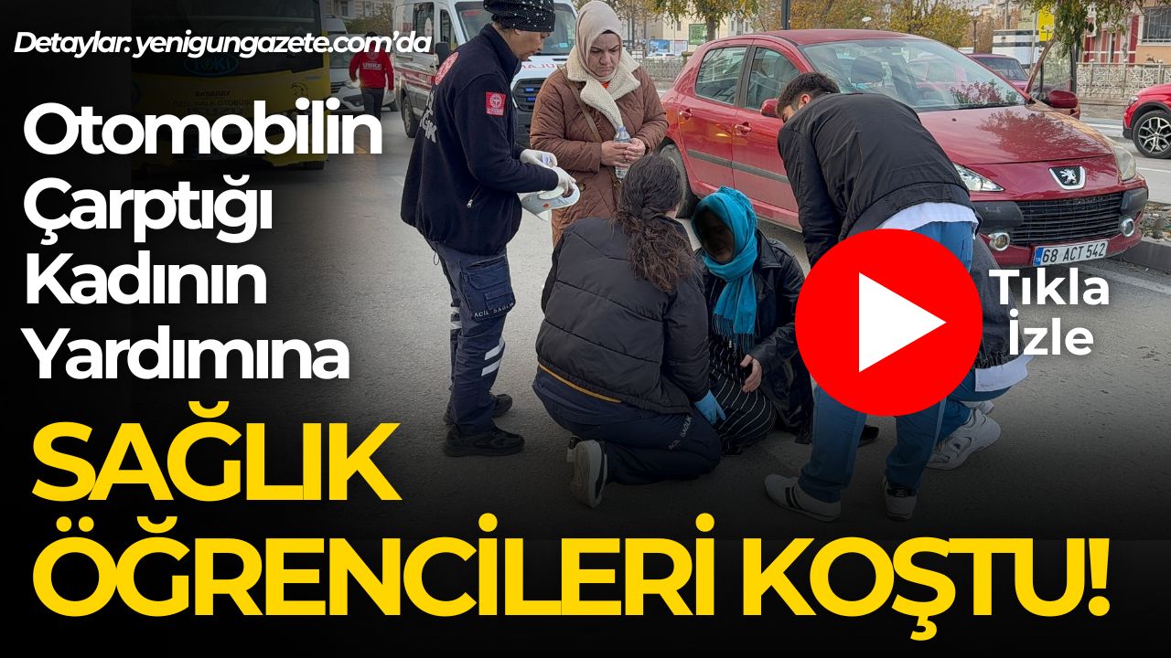 Halk otobüsünden inip karşıya geçmek isteyen kadın, seyir halindeki otomobilin