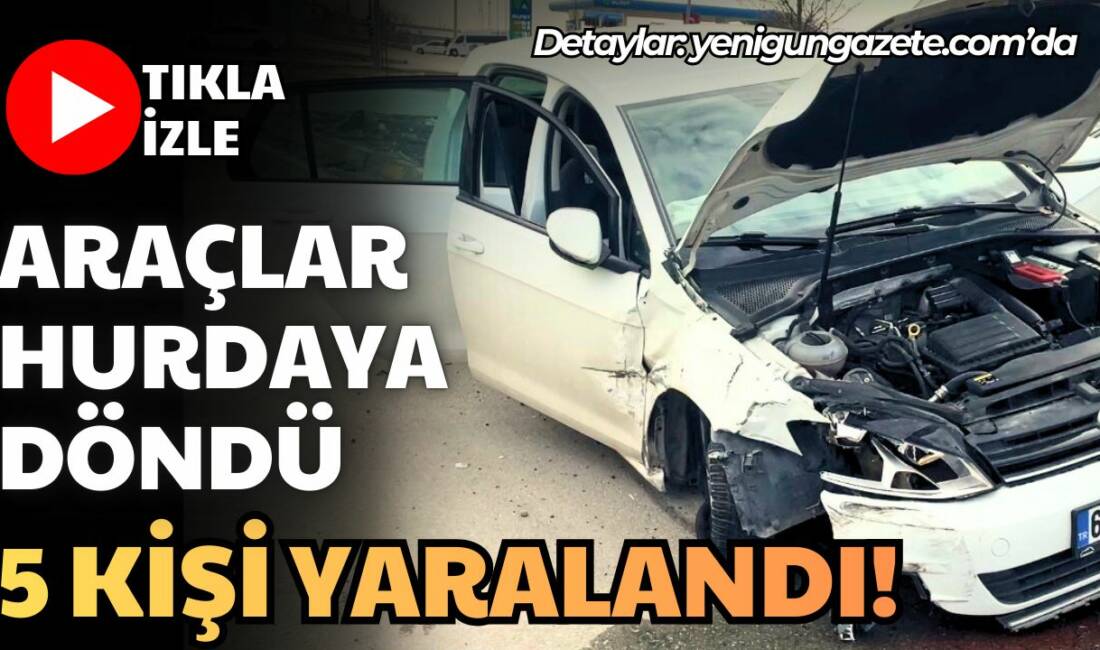 Aksaray TOKİ bölgesinde meydana gelen kazada iki otomobil çarpıştı, 5