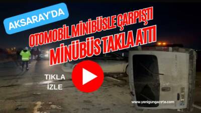 Aksaray-Konya karayolunda meydana gelen kazada minibüs şarampole devrildi. İki kişi