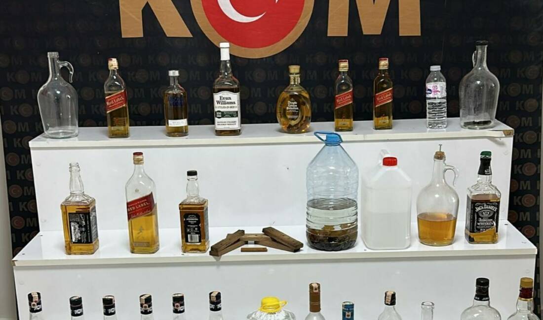 Kırşehir'de düzenlenen operasyonda, 20,25 litre sahte içki ve etil alkol