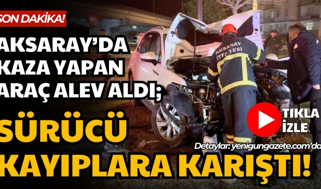 Aksaray Eski Sanayi Köprüsü kavşağında kontrolden çıkan otomobil aydınlatma direğine