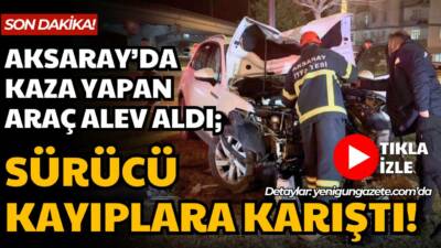 Aksaray Eski Sanayi Köprüsü kavşağında kontrolden çıkan otomobil aydınlatma direğine
