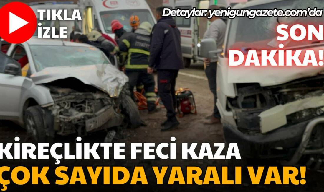 Aksaray Kireçlik mevkiinde minibüs ile otomobilin kafa kafaya çarpıştığı kazada