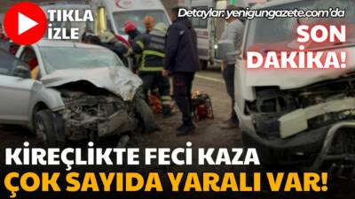 Aksaray Kireçlik mevkiinde minibüs ile otomobilin kafa kafaya çarpıştığı kazada