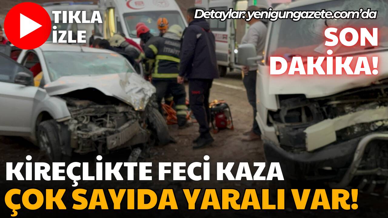 Aksaray Kireçlik mevkiinde minibüs ile otomobilin kafa kafaya çarpıştığı kazada