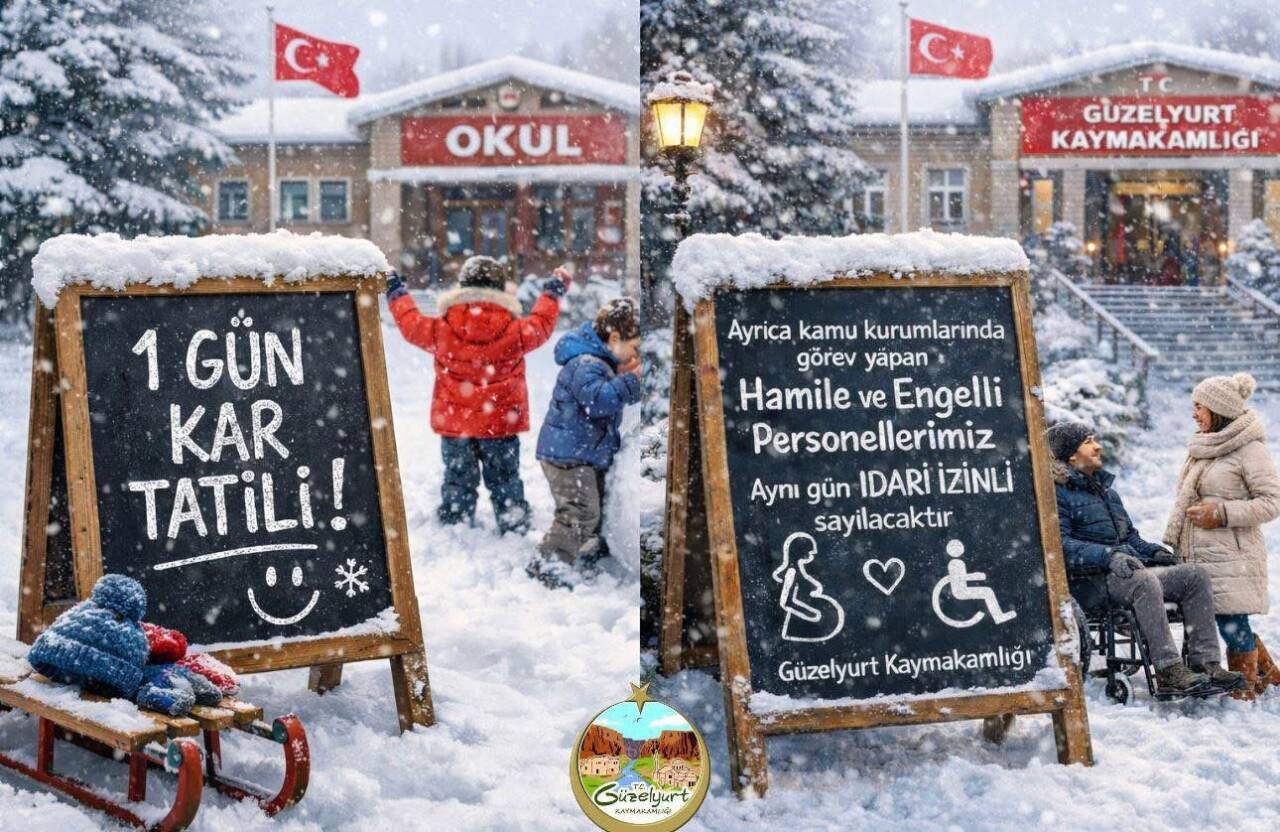 Yoğun kar yağışı hayatı durduruyor! Güzelyurt Kaymakamlığı, 12 Ocak Pazartesi