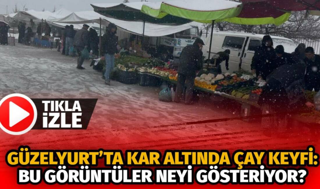Aksaray’ın Güzelyurt ilçesinde etkili olan kar yağışı sürerken, vatandaşların kar