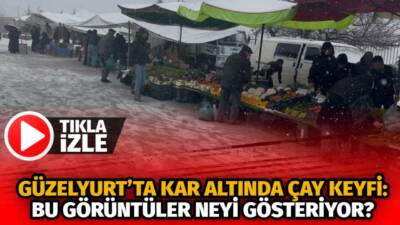 Aksaray’ın Güzelyurt ilçesinde etkili olan kar yağışı sürerken, vatandaşların kar