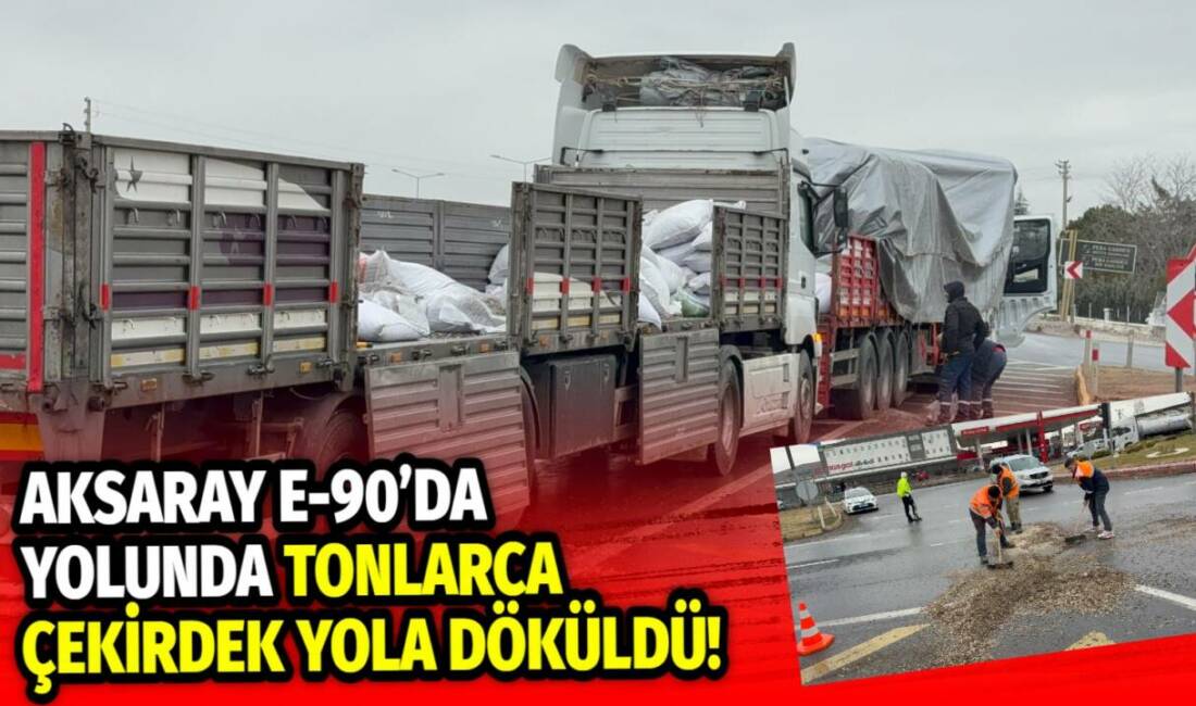 Aksaray’da Organize Sanayi Bölgesi’nden Buğday Pazarı’na giden çekirdek yüklü tırın