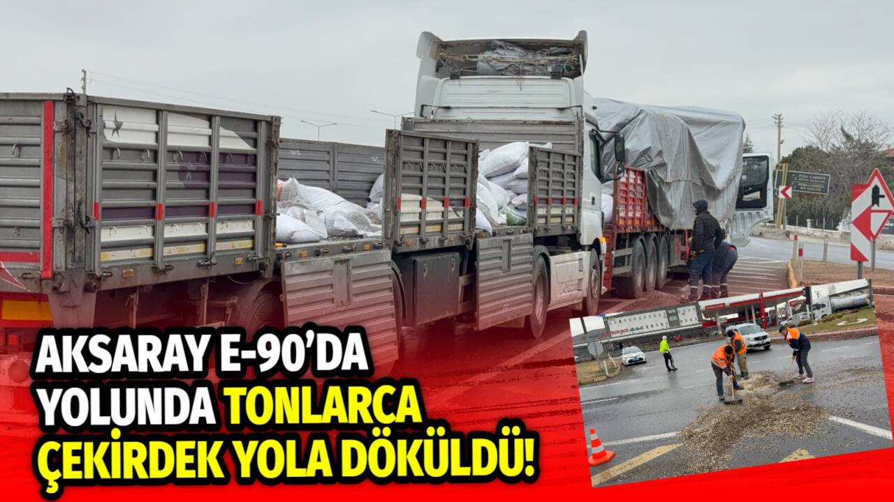 Aksaray’da Organize Sanayi Bölgesi’nden Buğday Pazarı’na giden çekirdek yüklü tırın