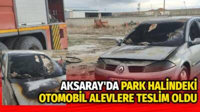 Aksaray’ın Eskil ilçesinde park halindeki otomobilde çıkan yangın paniğe neden