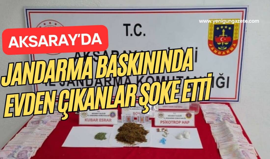 Aksaray’ın Sarıyahşi ilçesinde jandarma ekiplerince düzenlenen uyuşturucu operasyonunda çeşitli türlerde