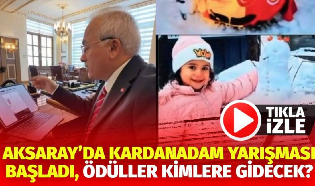 Vali Mehmet Ali Kumbuzoğlu öncülüğünde Aksaray’da kar tatilinde kardanadam yapma
