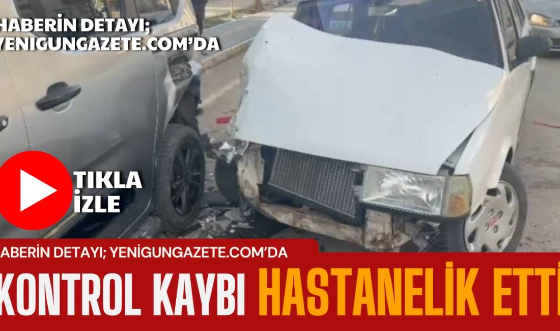 Aksaray’da Atatürk Bulvarı’nda kontrolden çıkan otomobilin park halindeki araca çarpması