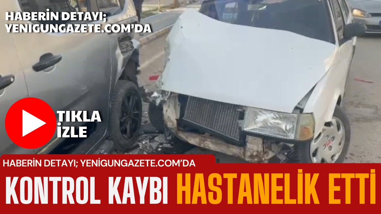 Aksaray’da Atatürk Bulvarı’nda kontrolden çıkan otomobilin park halindeki araca çarpması