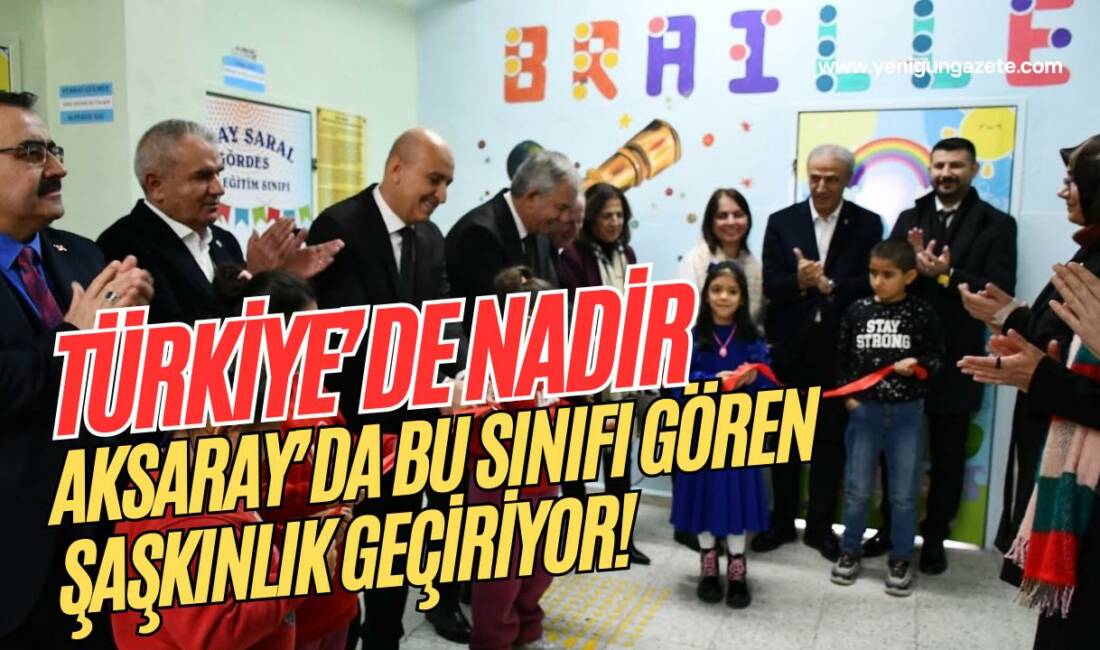 Aksaray’da bir ilkokul bünyesinde kurulan özel sınıf, görme engelli öğrenciler
