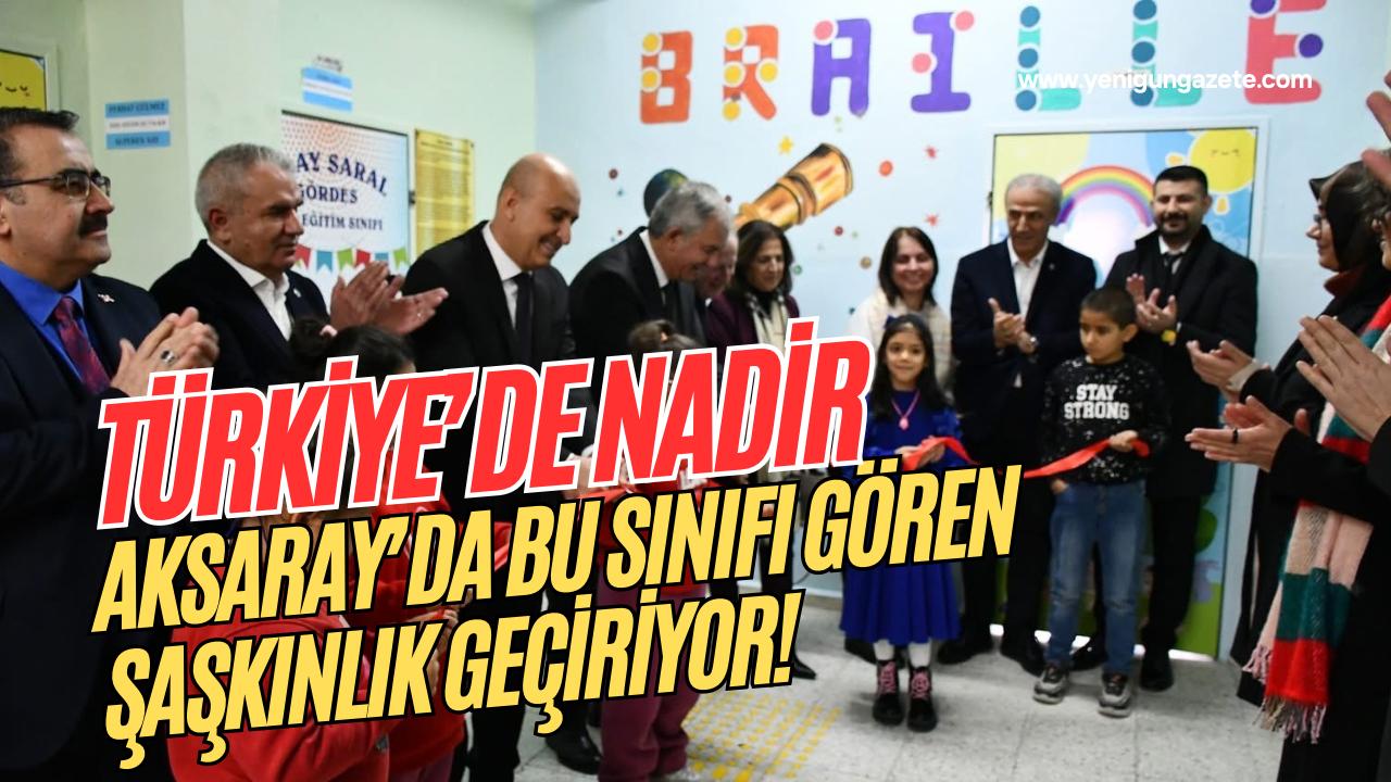 Aksaray’da bir ilkokul bünyesinde kurulan özel sınıf, görme engelli öğrenciler