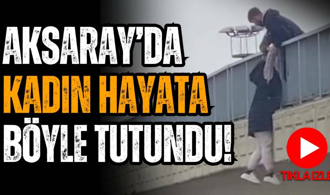 Aksaray’da üst geçitte intihar girişiminde bulunan kadının o anları kameraya