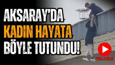 Aksaray’da üst geçitte intihar girişiminde bulunan kadının o anları kameraya