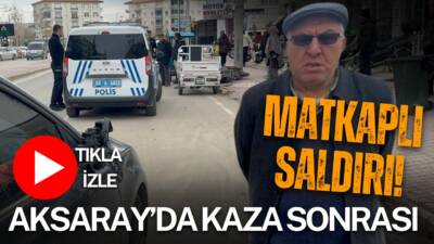 Aksaray’ın Pınar Mahallesi’nde maddi hasarlı kazanın ardından otomobil sürücüsü, motosikletteki
