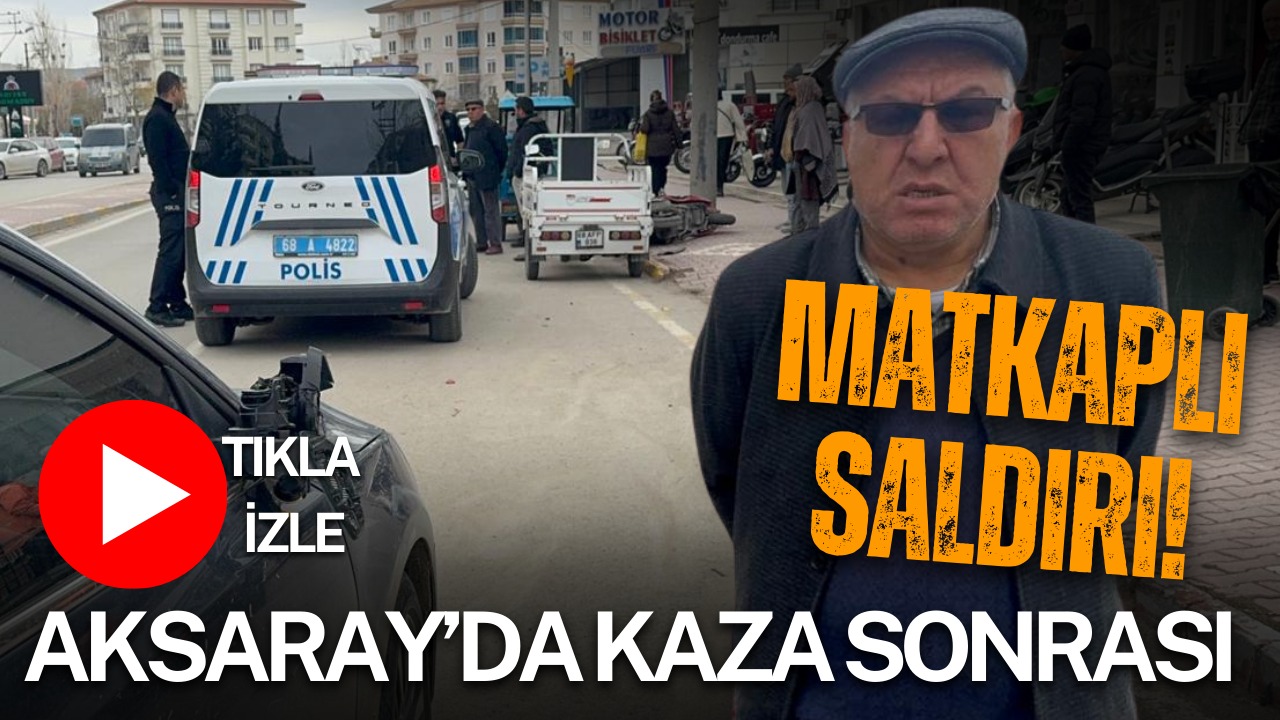 Aksaray’ın Pınar Mahallesi’nde maddi hasarlı kazanın ardından otomobil sürücüsü, motosikletteki