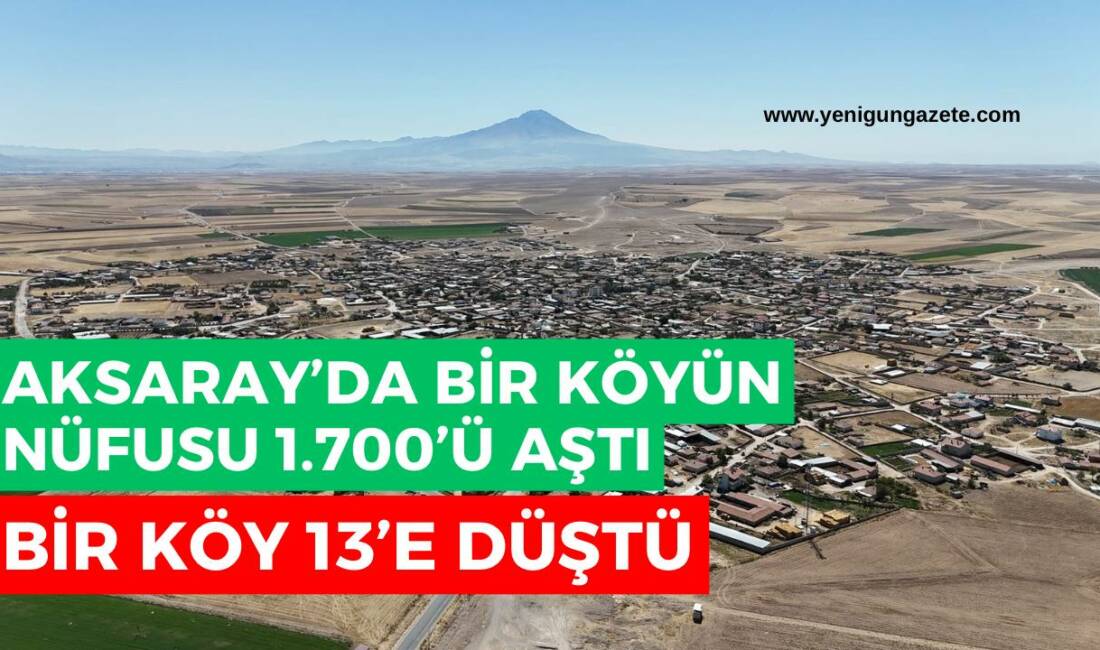Aksaray’da bir köyün nüfusu 1.700’ü aştı;Bir köy 13’e düştü 31 Aralık 2025 tarihli resmi nüfus verileri, Aksaray Merkez’e bağlı