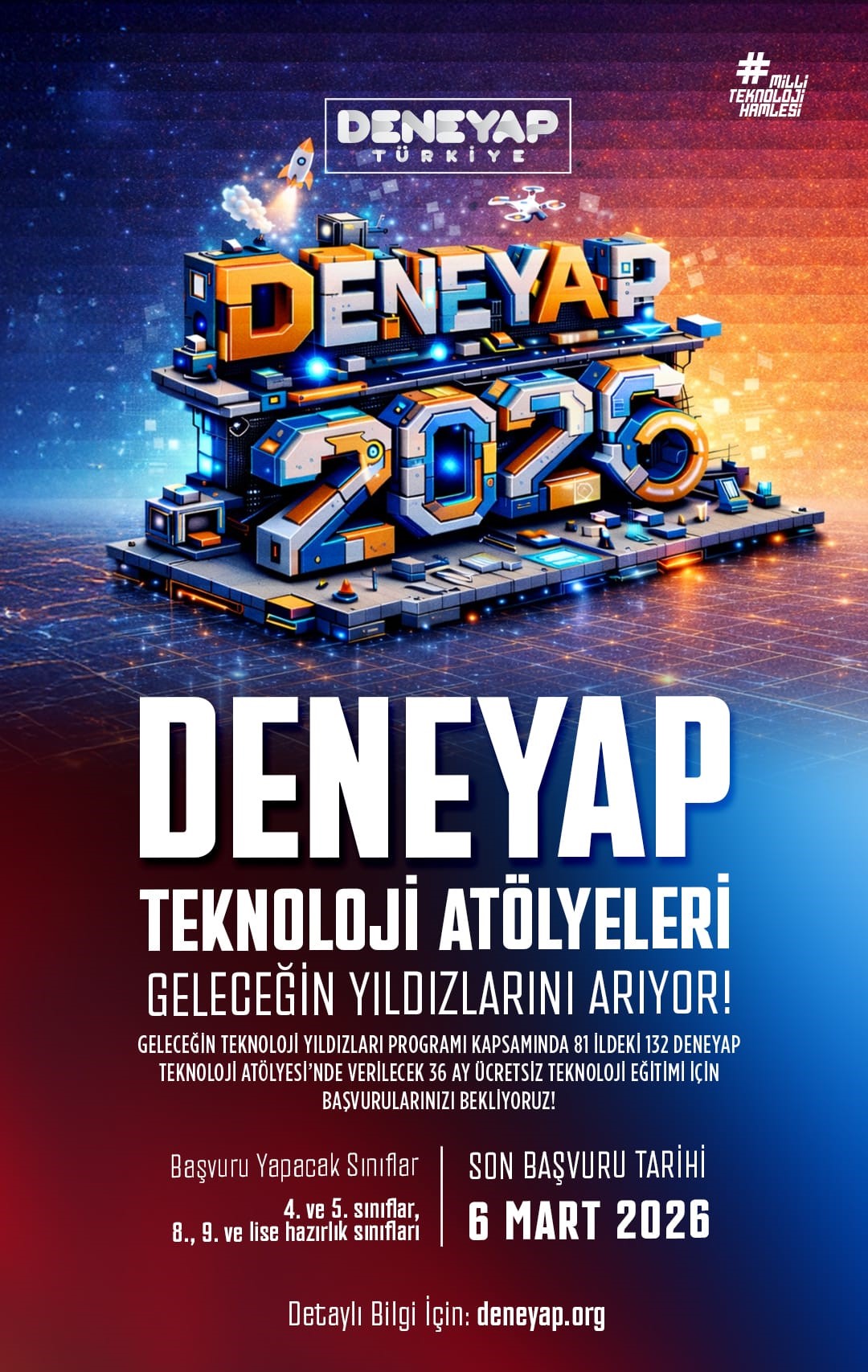 Türkiye’nin Milli Teknoloji Hamlesi vizyonuyla hayata geçirilen DENEYAP Teknoloji Atölyeleri