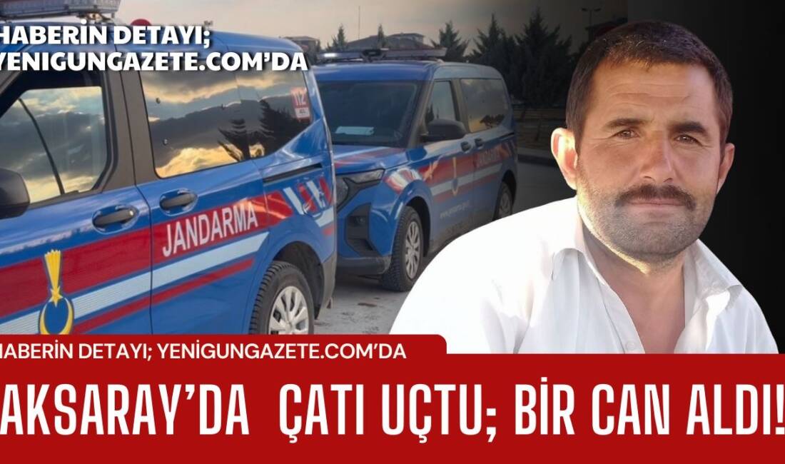 Aksaray’ın Eskil ilçesinde kuvvetli rüzgârın uçurduğu ahır çatısı altında kalan