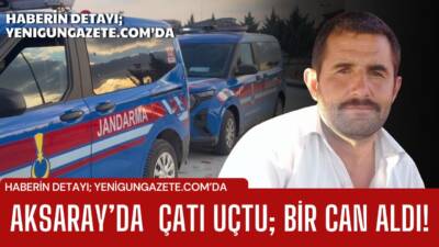 Aksaray’ın Eskil ilçesinde kuvvetli rüzgârın uçurduğu ahır çatısı altında kalan