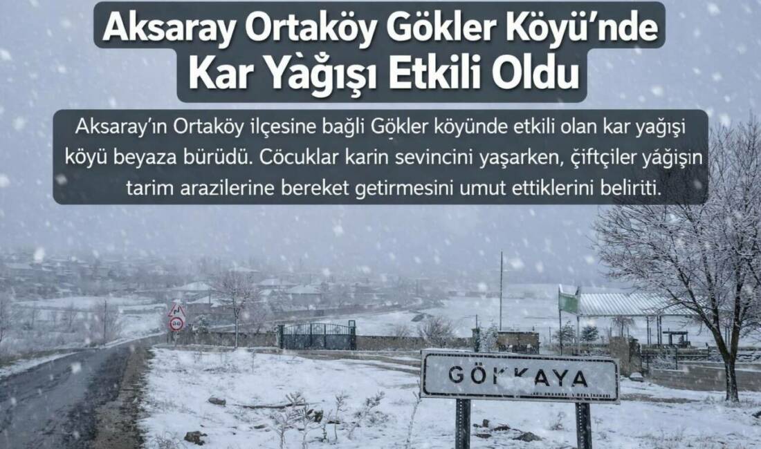 Aksaray’ın Ortaköy ilçesine bağlı Gökkaya köyünde etkili olan kar yağışı
