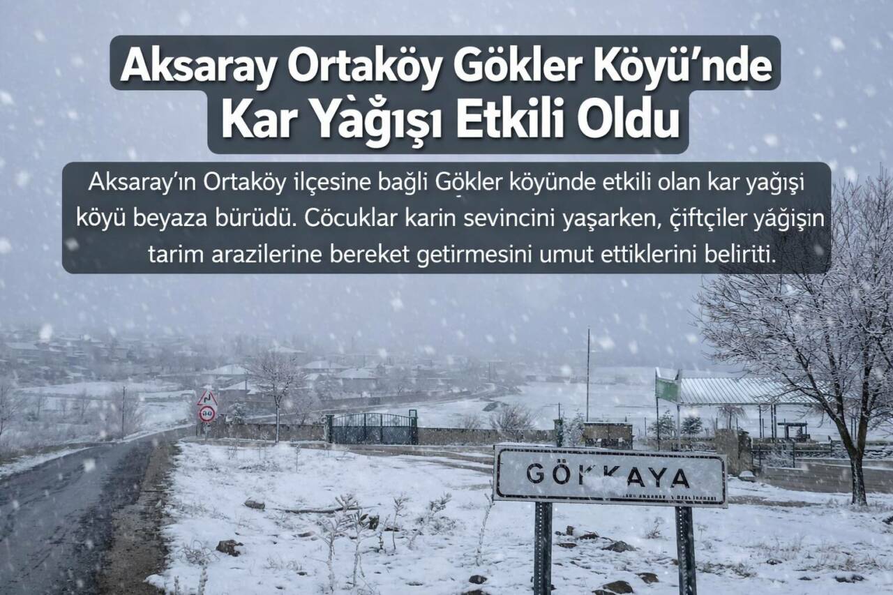 Aksaray’ın Ortaköy ilçesine bağlı Gökkaya köyünde etkili olan kar yağışı