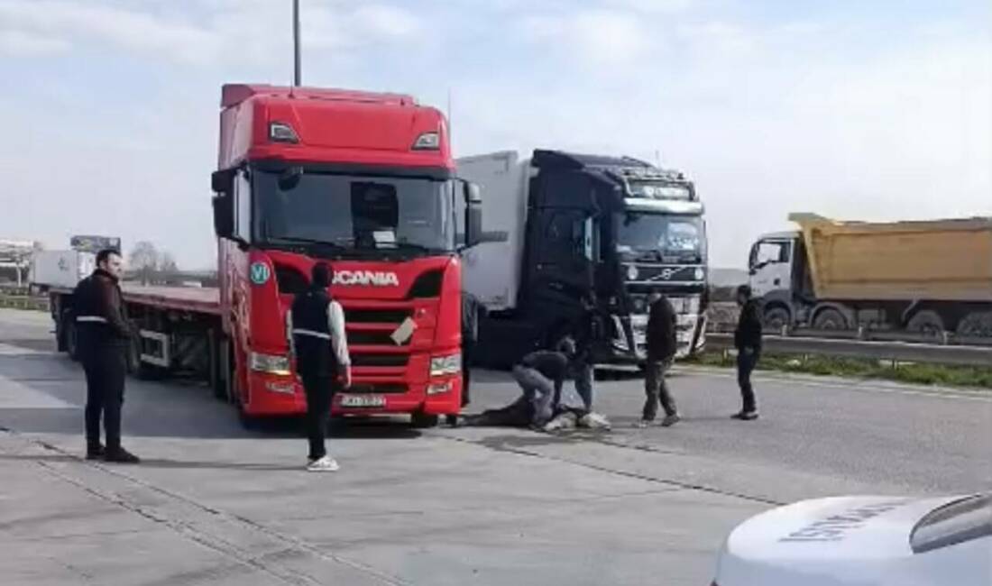 Edirne'de Kapıkule Sınır Kapısı yakınlarında bir tır şoförü seyir halindeyken