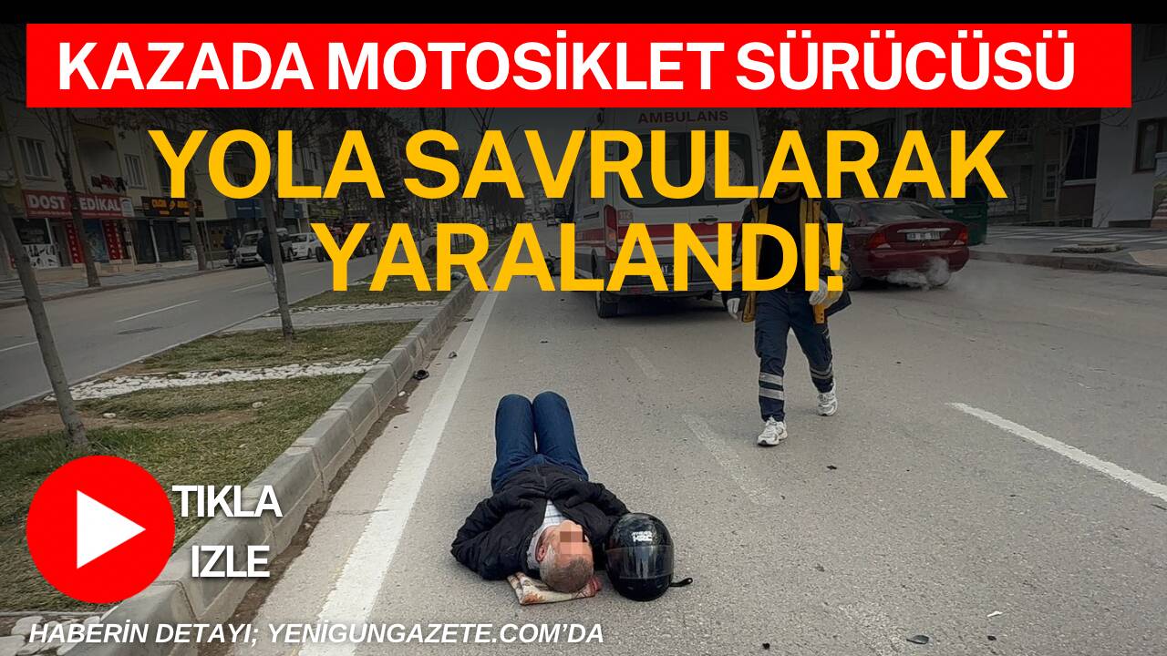 Aksaray’da Atatürk Bulvarı üzerinde otomobil ile motosikletin çarpışması sonucu motosiklet