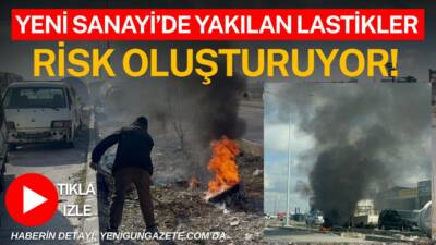 Öğle saatlerinde bilinmeyen şahıs veya şahıslar tarafından yakılan lastik çevredeki