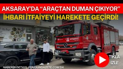 Aksaray’da park halindeki otomobilden duman çıkıyor ihbarı ekipleri harekete geçirdi.