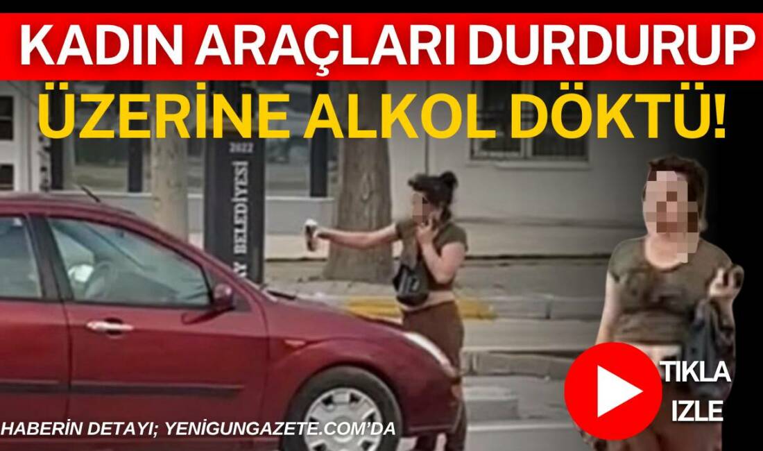 Aksaray Taşpazar Mahallesi’nde ayakkabısız gezen bir kadın araçların önünü kesip