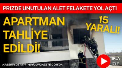 Aksaray’da 6 katlı binanın birinci katında çıkan yangın apartmanı dumanla