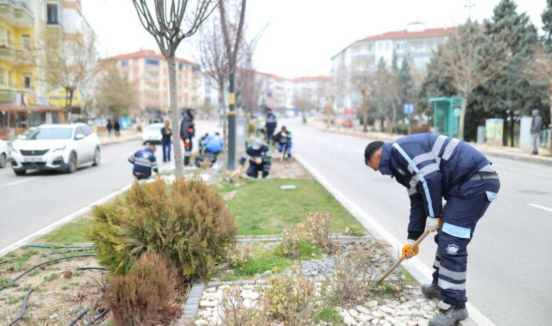 Aksaray Belediyesi ekipleri, Atatürk Bulvarı’nda çevre temizliği ve peyzaj çalışması