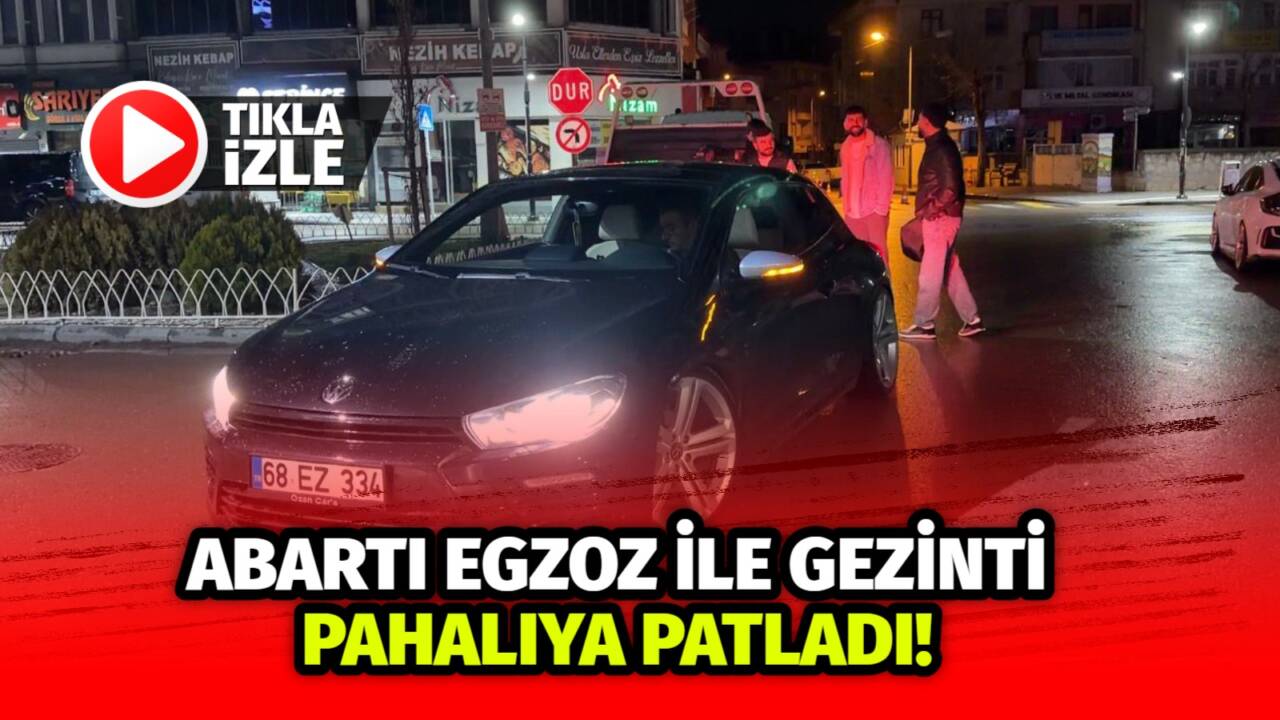 Aksaray’da abartı egzoz ile yakalanan araç sürücüsüne ceza yazılırken aracı