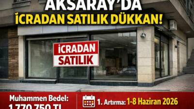 Aksaray Merkez Küçükbölcek Mahallesi’nde yer alan dükkan, 1 milyon 770