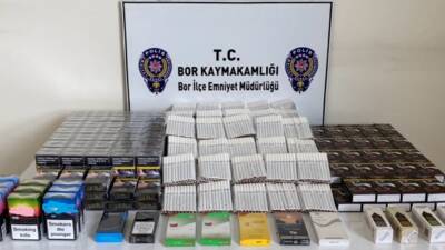 Niğde'nin Bor ilçesinde polis ekipleri 3 bin 680 dolu makaron
