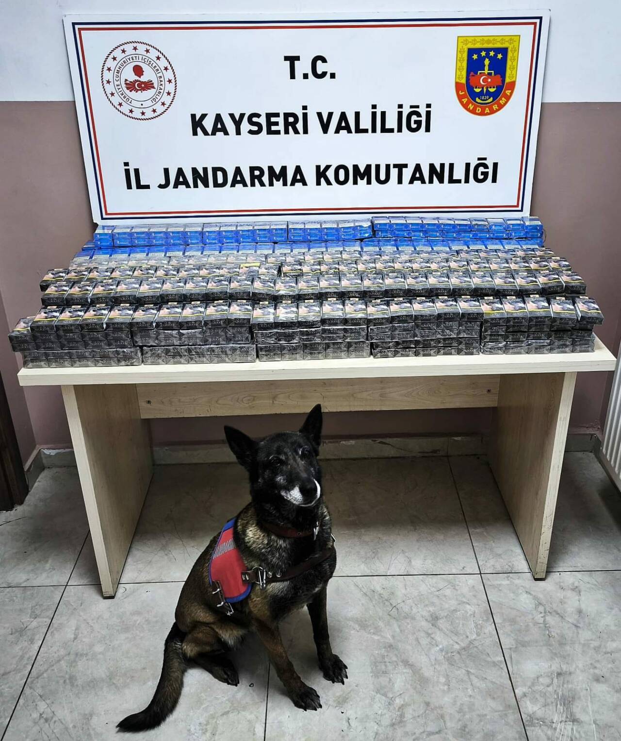 Kayseri'de iki tırda yapılan aramada 1008 paket bandrolsüz sigara ele