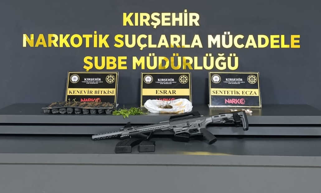 Kırşehir'de polisin düzenlediği operasyonda silah ve uyuşturucuyla yakalanan şüpheli tutuklandı.