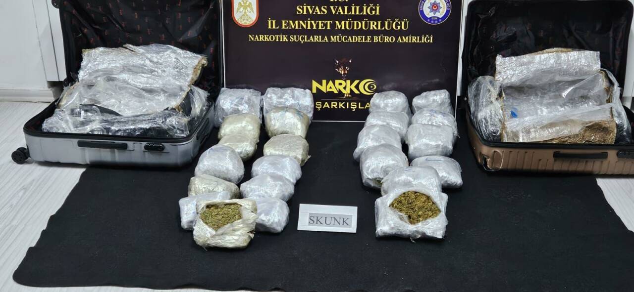 Sivas'ın Şarkışla ilçesinde, polis ekiplerince düzenlenen uyuşturucu operasyonunda gözaltına alınan