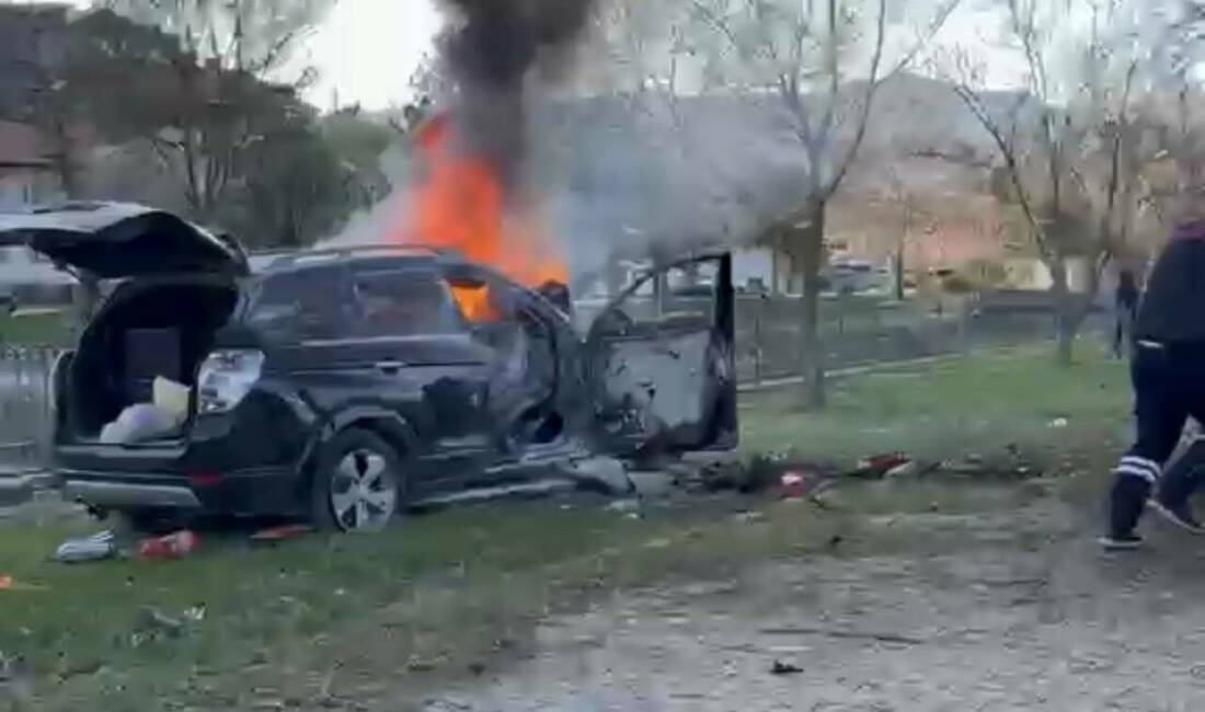 Tokat'ın Turhal ilçesinde ağaca çarpan cipin alev aldığı kazada 1