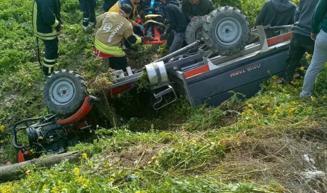 Hatay'da sürücüsünün kontrolünü kaybetmesiyle tarlaya devrilerek ters dönen patpatın sürücüsü