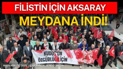 Aksaray’da STK Platformu öncülüğünde düzenlenen yürüyüşte Filistin’deki işgal ve saldırılar