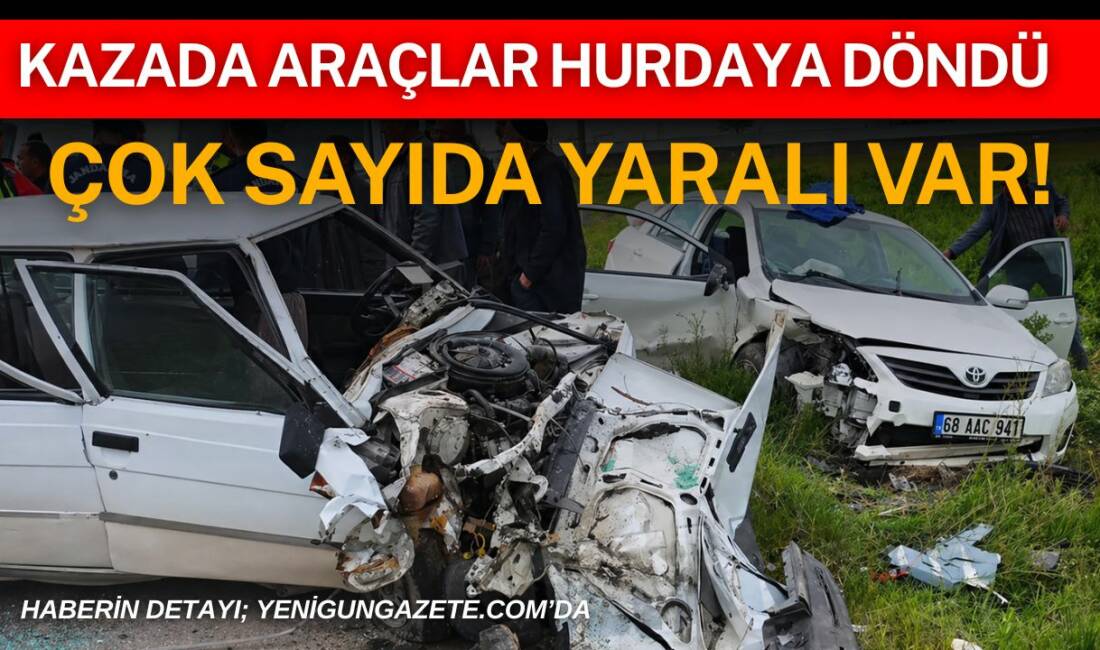 Aksaray Sultanhanı’nda iki otomobilin çarpıştığı kazada 4 kişi yaralandı, bir